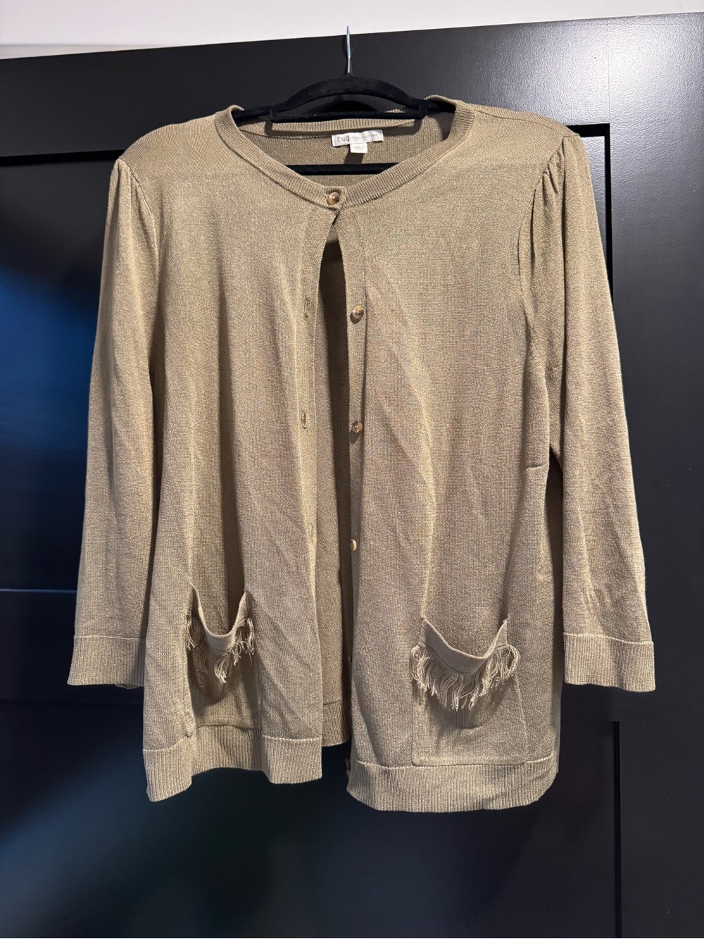Cato Metallic Olive Green Lightweight Cardigan